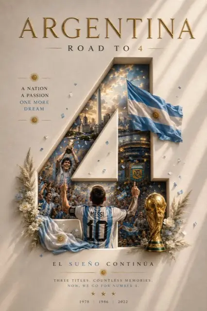 FIFA2026 阿根廷倒计时4天国家队海报