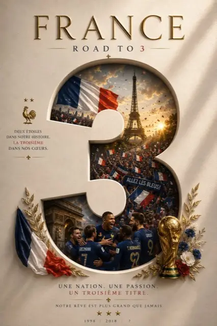 FIFA2026 法国倒计时3天国家队海报