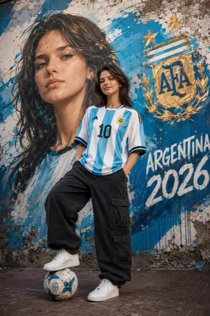 FIFA2026 阿根廷女球迷街头海报角色图